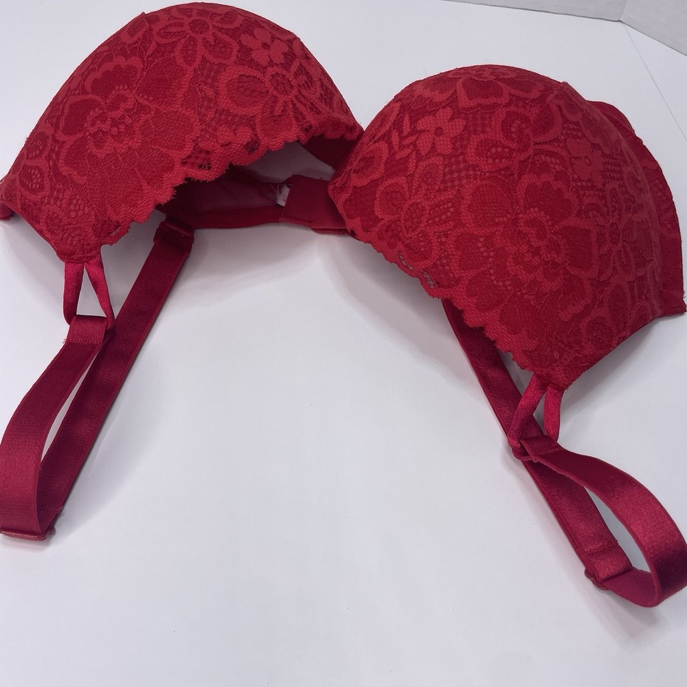 Victoria's Secret Bra 32DD Red Demi Padded Underwire Adjustable Clasp Back - Picture 11 of 12